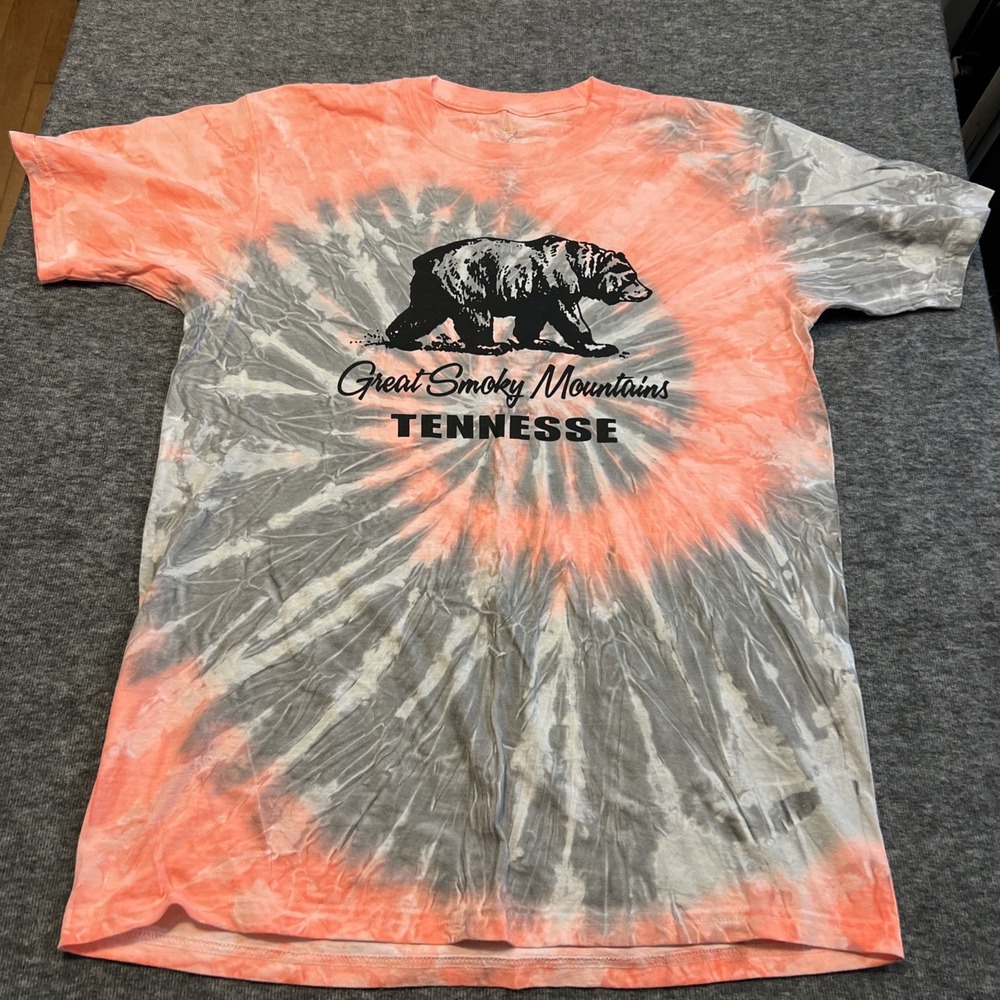 Great Smoky Mountains Tye Dye Size‎ Large T shirt Bear 100% Cotton NICE! RTW!